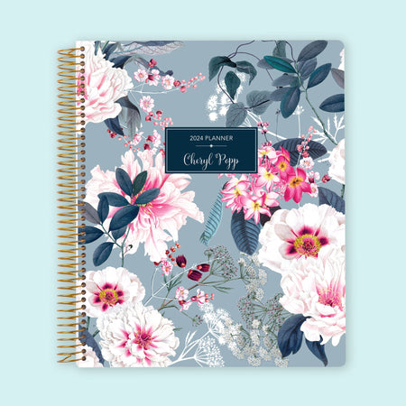 8.5x11 Weekly Planner - Blue Elegant Floral