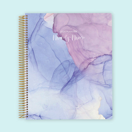 8.5x11 Weekly Planner - Blue Purple Flowing Ink