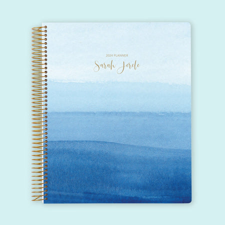 8.5x11 Weekly Planner - Blue Watercolor Ombré