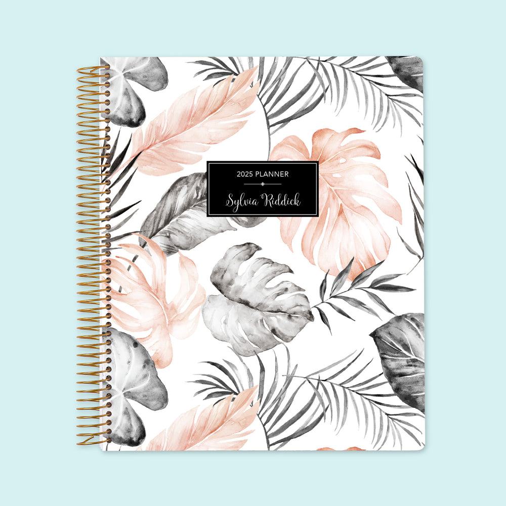 8.5x11 Weekly Planner - Blush Gray Tropical