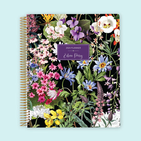 8.5x11 Weekly Planner - Colorful Florals Black