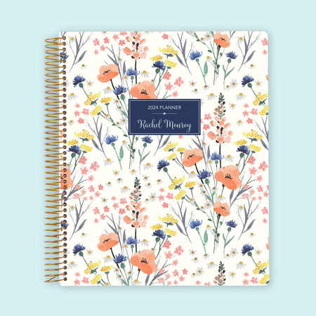 8.5x11 Weekly Planner - Field Flowers Blue