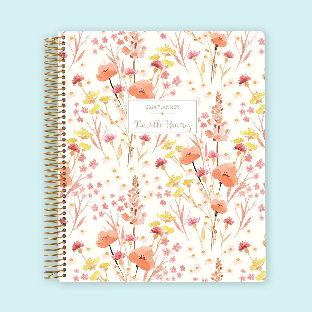 8.5x11 Weekly Planner - Field Flowers Pink