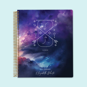 
                  
                    Large weekly planner with a Gemini Zodiac cover, combining deep-space blues and purples with clear weekly spreads for effortless organization.
                  
                