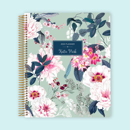 8.5x11 Weekly Planner - Colorful Florals Green