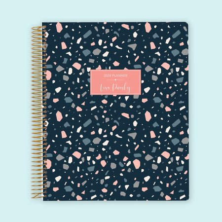 8.5x11 Weekly Planner - Navy Terrazzo