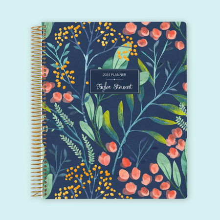 8.5x11 Weekly Planner - Navy Watercolor Floral