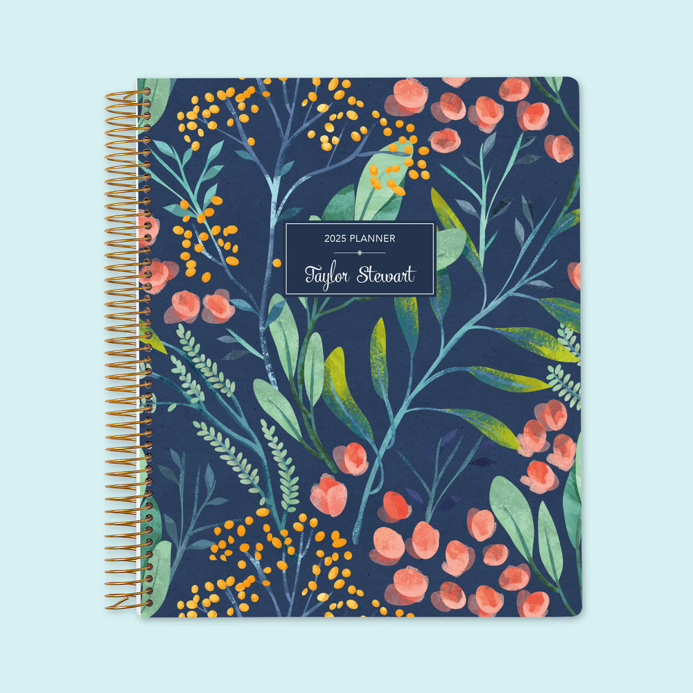 8.5x11 Weekly Planner - Navy Watercolor Floral