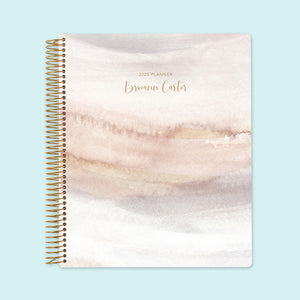 
                  
                    8.5x11 weekly planner with a soft neutral watercolor gradient cover, blending subtle tones with durable paper and spacious weekly layouts for balanced organization.
                  
                