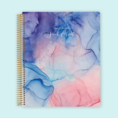 8.5x11 Weekly Planner - Pink Purple Flowing Ink