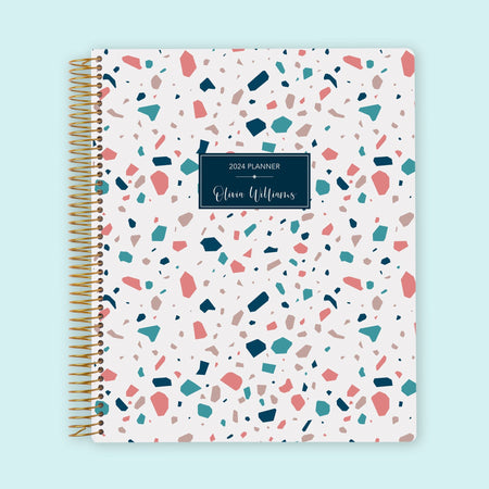 8.5x11 Weekly Planner - Pink Teal Terrazzo