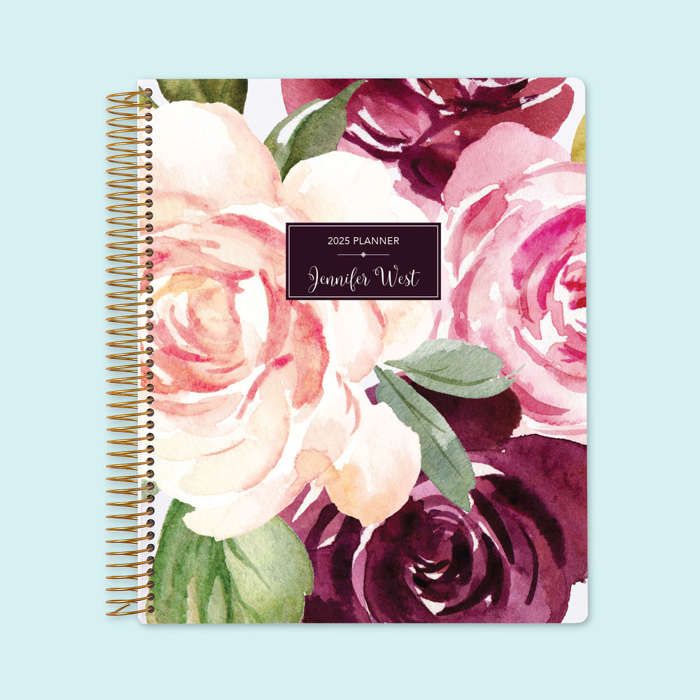 8.5x11 Weekly Planner - Plum Blush Roses