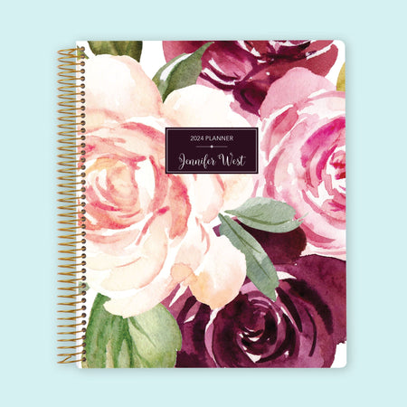 8.5x11 Weekly Planner - Plum Blush Roses