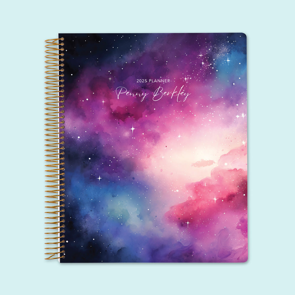 8.5x11 Weekly Planner - Space Galaxy Pink Blue