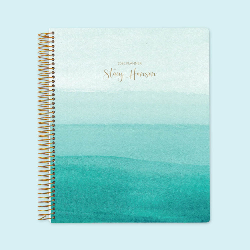 8.5x11 Weekly Planner - Teal Watercolor Ombré