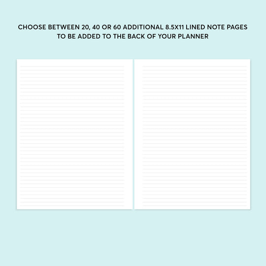 Additional Note Pages - for 8.5x11 planners