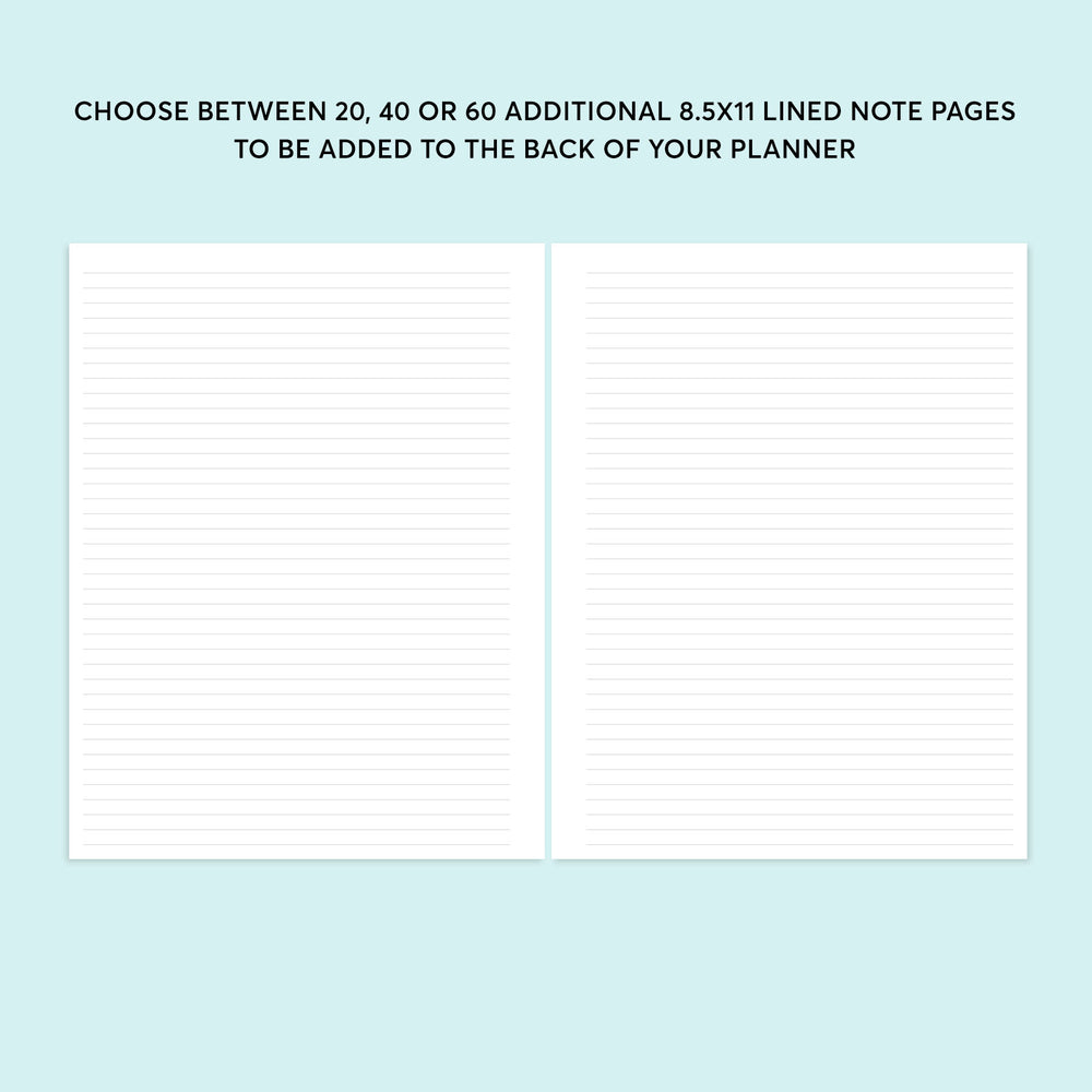 Additional Note Pages - for 8.5x11 planners