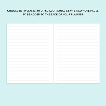 Additional Note Pages - for 8.5x11 planners