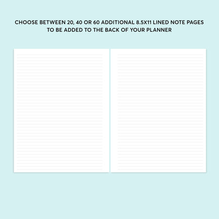 Additional Note Pages - for 8.5x11 planners