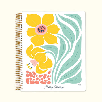 8.5x11 Monthly Planner - Artful Flowers Daffodil
