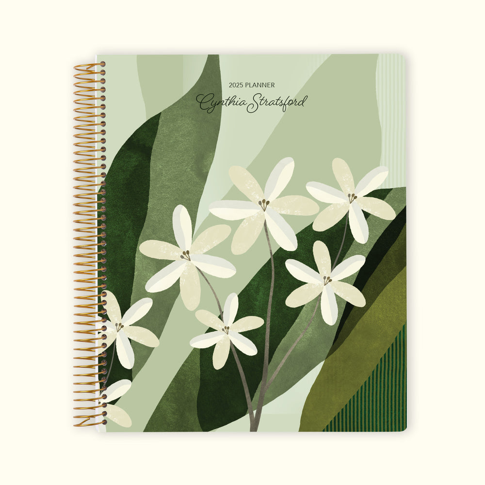 8.5x11 Monthly Planner - Abstract Florals Green