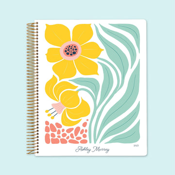 8.5x11 Weekly Planner - Artful Flowers Daffodil