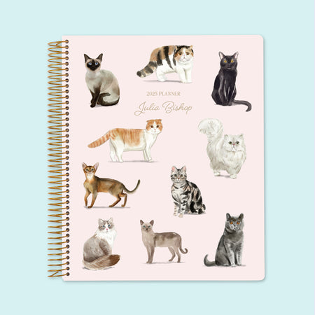Large weekly planner with adorable illustrated cat cover – 8.5x11 layout perfect for busy schedules.