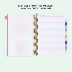 
                  
                    a notebook with a pink cover and a pink spiral notebook with the words back side
                  
                