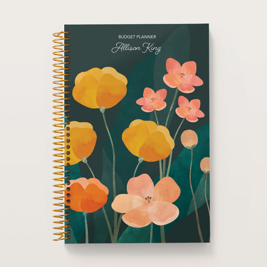 6x9 Budget Planner - Abstract Florals Green Multicolor
