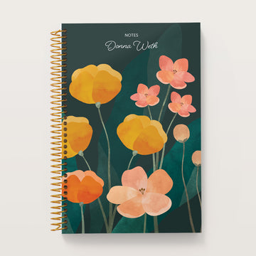6x9 Notebook/Journal - Abstract Florals Green Multicolor