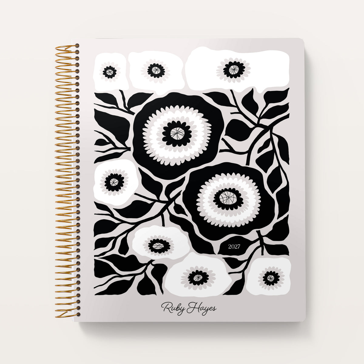Artful Flowers Black and White cover on an 8.5×11 Posy planner