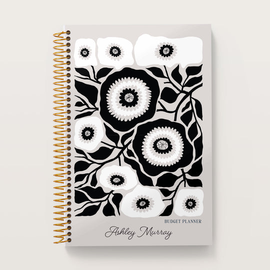 6x9 Budget Planner - Artful Flowers Black and White