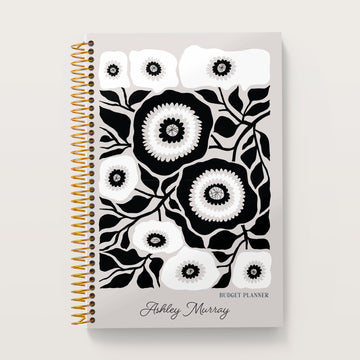 6x9 Budget Planner - Artful Flowers Black and White