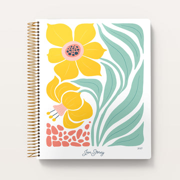 8.5x11 Weekly Planner - Artful Flowers Daffodil