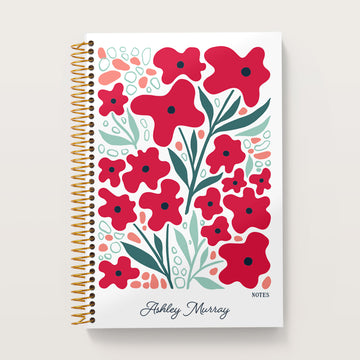 6x9 Notebook/Journal - Artful Flowers Red Flowers