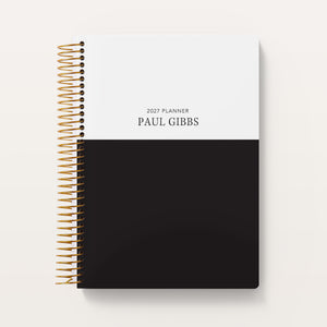 
                  
                    Black White Color Block cover on a 6×9 Posy planner
                  
                