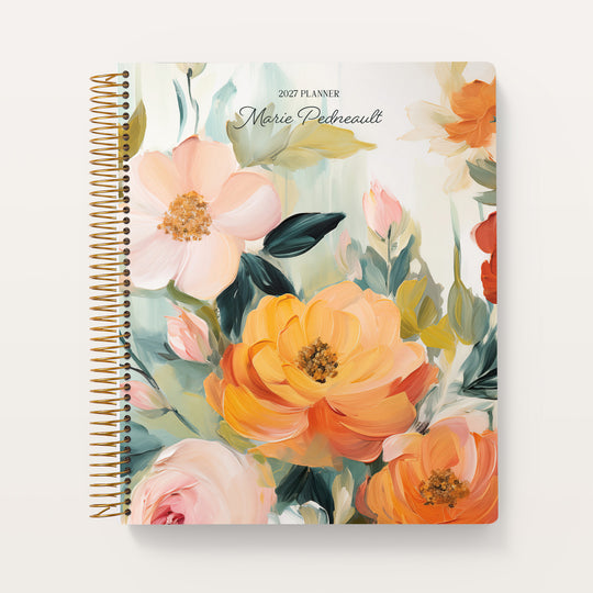 8.5x11 Weekly Planner - Blossom Dreams Orange Green