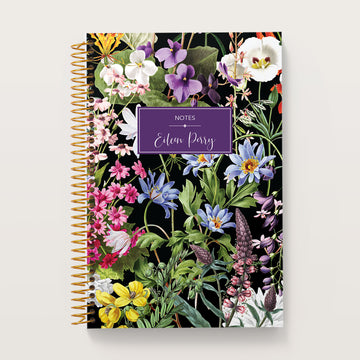 6x9 Notebook/Journal - Colorful Florals Black