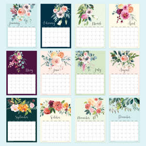 
                  
                    Overview of the month designs in the Floral wall calendar
                  
                