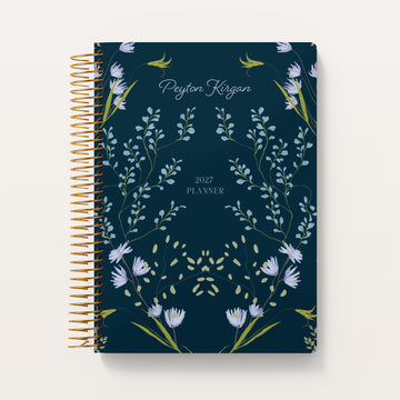 6x9 Self Care Planner - Flower Frame Blue