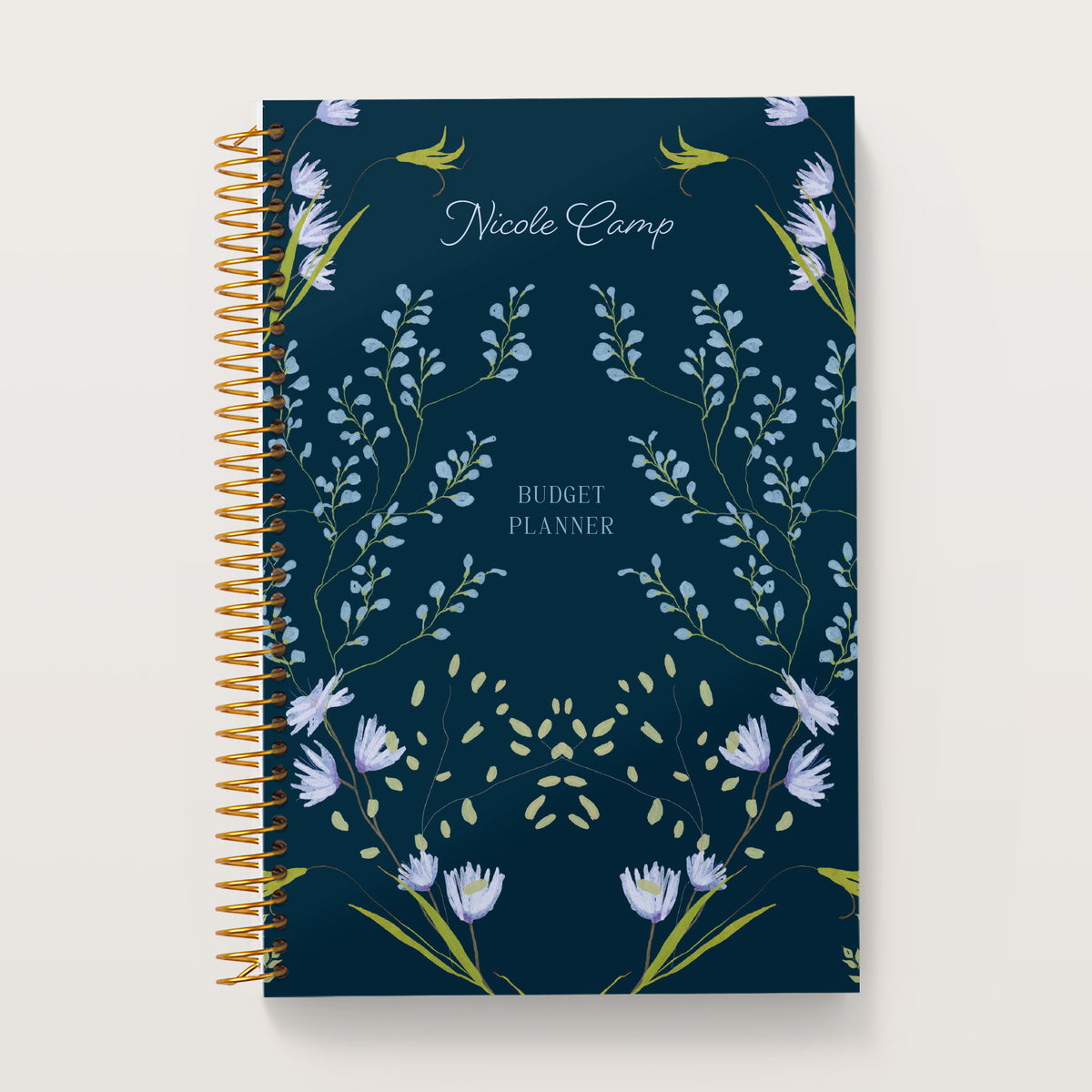 Flower Frame Blue cover on a 6×9 Posy budget planner