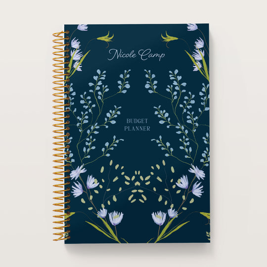 6x9 Budget Planner - Flower Frame Blue