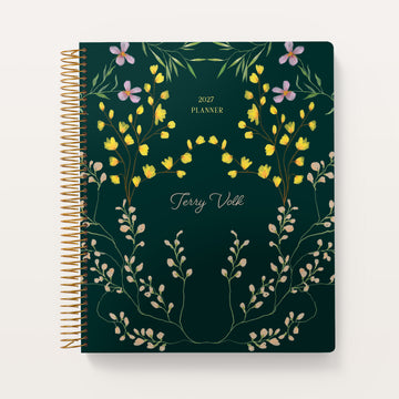 8.5x11 Teacher Planner - Flower Frame Green