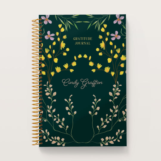 6x9 Gratitude Journal - Flower Frame Green