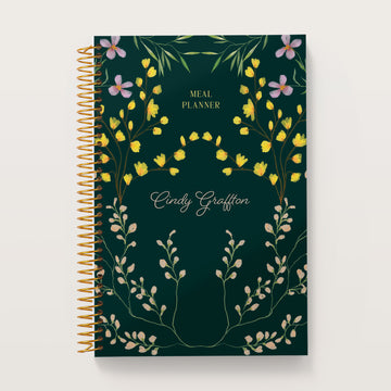 6x9 Meal Planner - Flower Frame Green