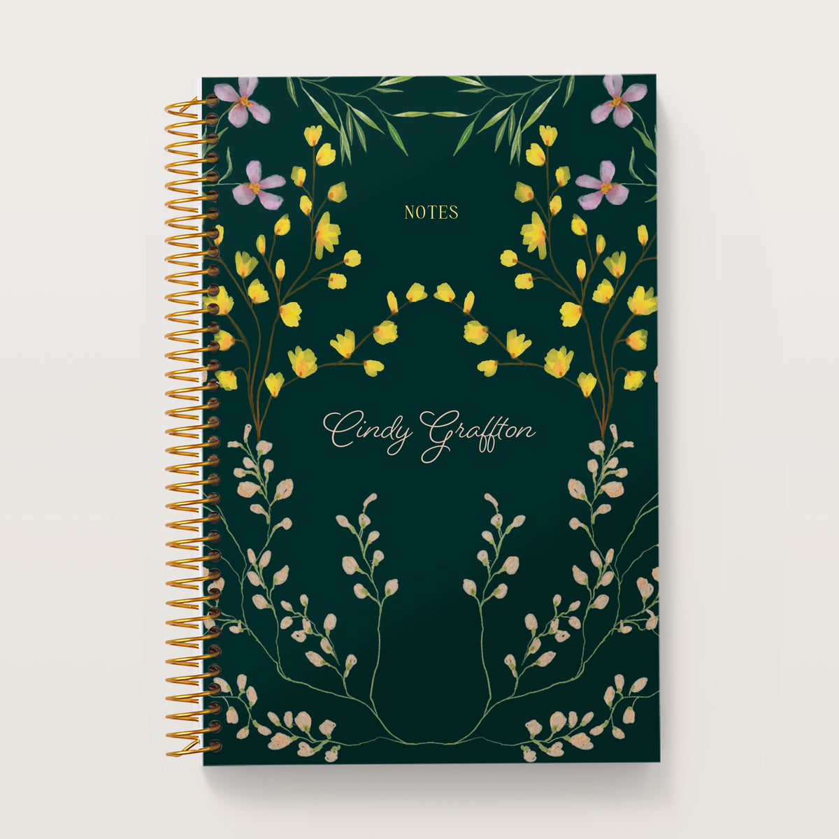 Flower Frame Green cover on a 6×9 Posy notebook