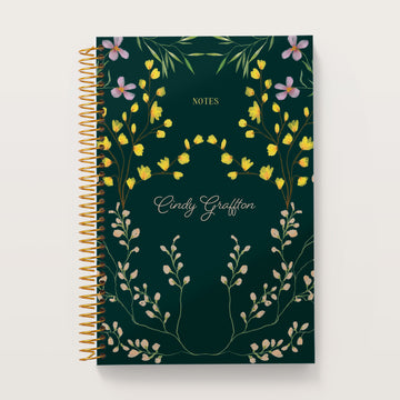 6x9 Notebook/Journal - Flower Frame Green