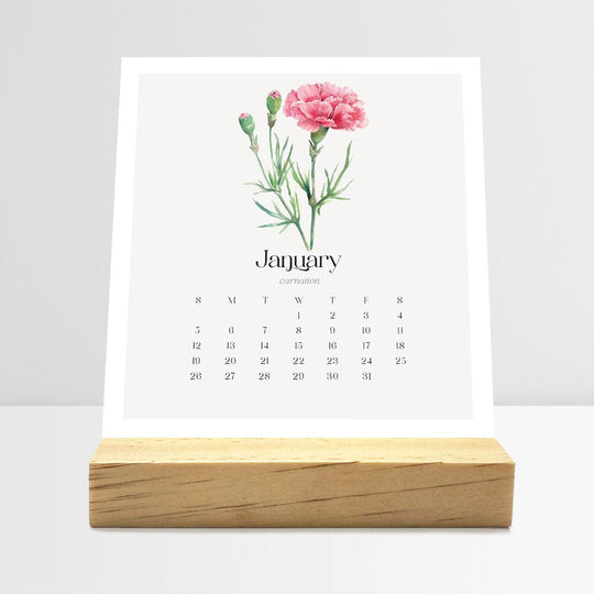 Desk Calendar (Choose Your Start Month) - Birth Flowers