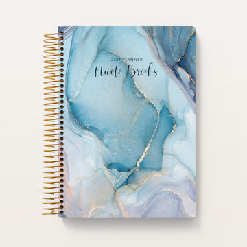 Self Care Planner - Aqua Gold Abstract Ink
