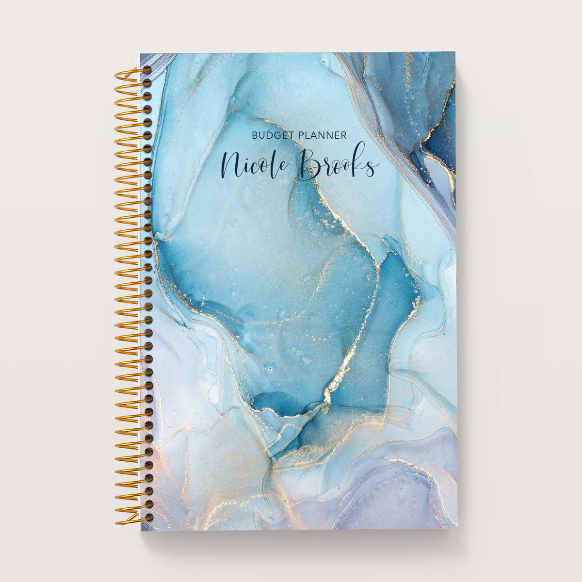 Aqua Gold Abstract Ink cover on a 6×9 Posy budget planner